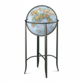 High-resolution hero shot: Replogle Trafalgar blue ocean floor globe on dark bronze stand, centered on white.