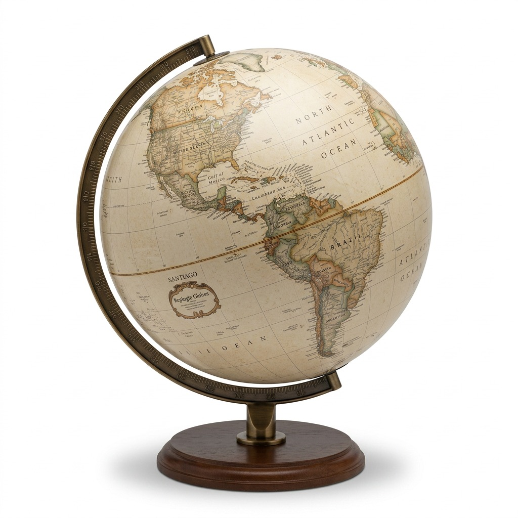Replogle Globes SANTIAGO Antique EN on a pure white background.