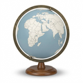 Replogle Globes LINCOLN Blue globe: antique brass semi-meridian, cherry-finish wood base, muted blue oceans.