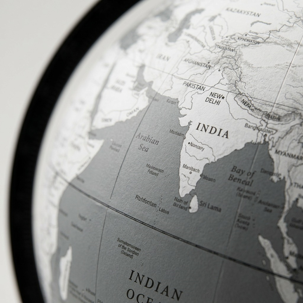 Macro photo detailing the fine cartographic print quality on the Replogle Dublin Gray globe's matte surface.