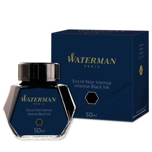 Waterman Fountain Pen Ink, Intense Black, 50ml Bottle