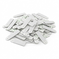 A high-resolution ecommerce hero shot of a large pile of Command Medium Picture Hanging Strips, showing multiple layers of the identical white strips, some with the specific 'Command 3M' green branding, on a solid white background with a clean shadow.
