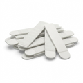 A high-resolution product image showing a stack of actual white adhesive strips on a clean white background.