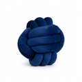 A steel blue, velvet knot-style sensory toy by fdmt, isolated on a white background.