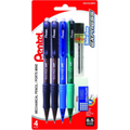 Twist-Erase Express Mechanical Pencils, (0.5mm) Assorted Colours, 4PC Pack with Refill Lead and Eraser