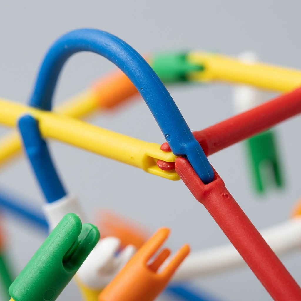Macro photograph emphasizing the tactile matte texture and snap joints of multiple interconnected Geostix.