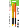 R.S.V.P. Safety Colour Barrel Ballpoint Pen Retractable, Black Ink, 2PC Pack