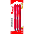 Wow! Retractable Ballpoint Pen, (1.0mm) Medium Tip, Red Ink, 3PC Pack