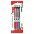 EnerGel Retractable Gel Roller, (0.7mm) Metal Tip, 3PC Pack Assorted