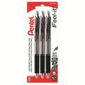Feel-It! Retractable Ballpoint Pen, (0.7mm), Black Ink, 3PC Pack