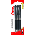 Wow! Retractable Ballpoint Pen, (1.0mm) Medium Tip, Black Ink, 3PC Pack