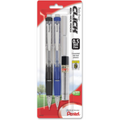 Twist-Erase Click Mechanical Pencil, (0.5mm) Clear Barrel, Assorted Grip Colours
with Leads and Erasers, 2PC Pack