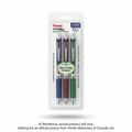 Pentel EnerGel Retractable Gel Roller, (0.7mm) Metal Tip, 3PC Pack Assorted Note Taking Colours