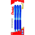 Wow! Retractable Ballpoint Pen, (1.0mm) Medium Tip, Blue Ink, 3PC Pack