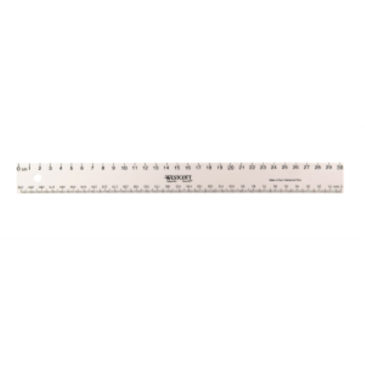 30cm White Plastic Ruler (cm 0-30, mm 0-300) / 
R?gle blanche en plastique de 30 cm (cm 0-30, mm 0-300)