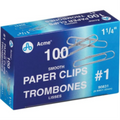 Nickel Plated Paper Clips 1-1/4" ? 33 mm Smooth Finish - 100 Per Box / Trombones nickeles 1-1/4 po ? 33 mm fini liss? - 100 par boite