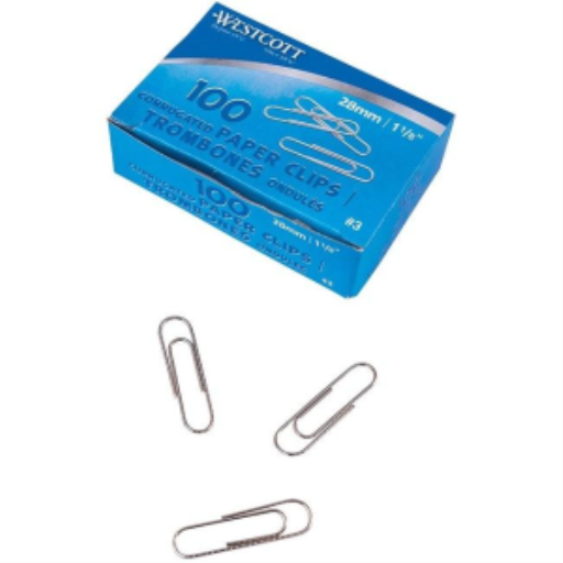 Nickel Plated Paper Clips 1-1/8" ? 28 mm Corrugated/Non Slip - 100 Per Box / Trombones nickeles1-1/8? ? 28 mm ondul? ? antid?rapant - 100 par boite