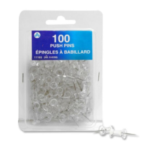 Push Pins Clear, 100/Box / Transparent 100 par bo?te