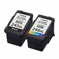 Pure, high-resolution hero shot of two Canon PG-245XL and CL-246XL ink cartridges on white.