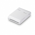 A clean, centered hero shot of the white Canon SELPHY Square QX10 printer on a pure white background.