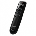 A high-resolution, centered view of the black Canon PR100-R presenter remote on a pure white background.