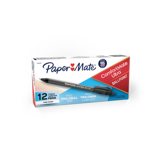 Paper Mate 6380187 ComfortMate Retractable Ballpoint Pen ? Fine Point (0.7mm), Black Ink