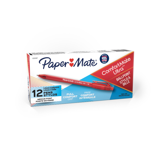 Paper Mate ComfortMate Retractable Ballpoint Pen, Medium Point (1.0 mm), Red, 1 Unit