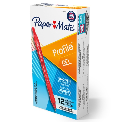 Paper Mate Gel Pen, Profile Retractable Pen, Medium Point (0.7 mm), Red, 1 Unit