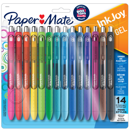 Paper Mate InkJoy Pens, Gel Pens, Medium Point (0.7 mm), Assorted Colours, 14 Count