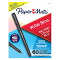 Paper Mate Ballpoint Pens, Write Bros. Black Ink Pens, Medium Point (1.0 mm), 60 Count