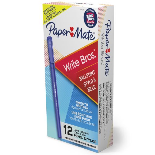 Paper Mate Ballpoint Pen, Write Bros. Blue Ink Pen, Medium Point (1.0 mm), 1 Unit