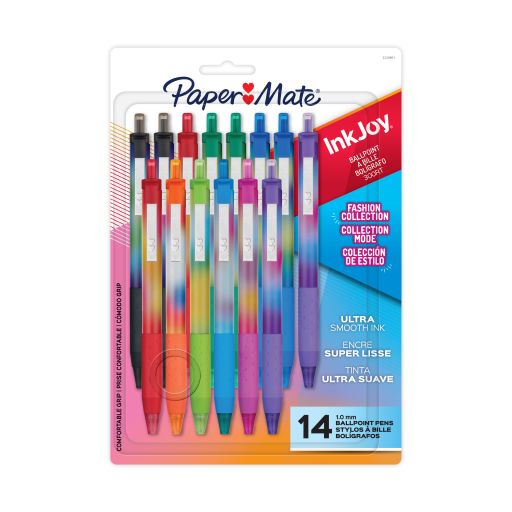 Paper Mate InkJoy 300RT Ballpoint Pens, Colourful Pens with Fashion Wraps, Retractable, Medium Point, Assorted Colours, 14 Count