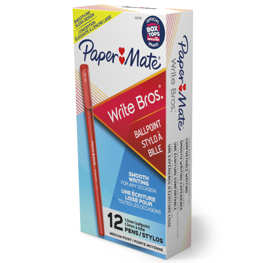 Paper Mate Ballpoint Pens, Write Bros. Red Ink Pen, Medium Point (1.0 mm), 1 Unit