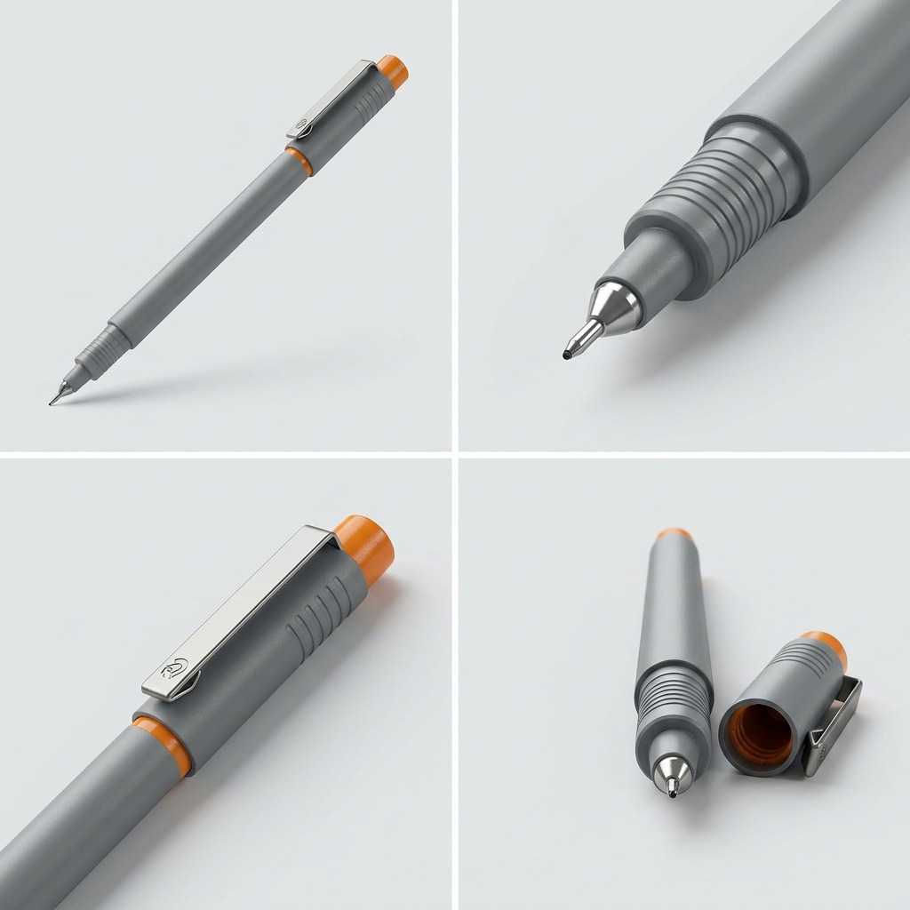 A 2x2 ecommerce grid showing the STAEDTLER Fineliner from four different angles.