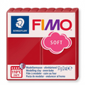 Pure high-resolution hero shot: front view of STAEDTLER Fimo Soft modelling clay, 57g bar in Indian Red.