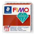 A pure, high-resolution hero image of a block of STAEDTLER Fimo Effect Copper Metallic modeling clay (8010-27) in its transparent packaging, centered against a seamless white background. All brand markings, including FIMO, STAEDTLER, EFFECT with the diamond logo, and weight are clearly visible. A soft, clean shadow is cast directly beneath the product.