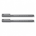 Two STAEDTLER pigmented grey brush pens with grey caps and barrels, on a clean white background.