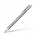 High-resolution hero shot of a pearlescent silver STAEDTLER triplus micro 0.5mm mechanical pencil.