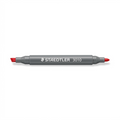 High-resolution hero shot of STAEDTLER Double-Ended 3010 Red dry erase marker on white background.