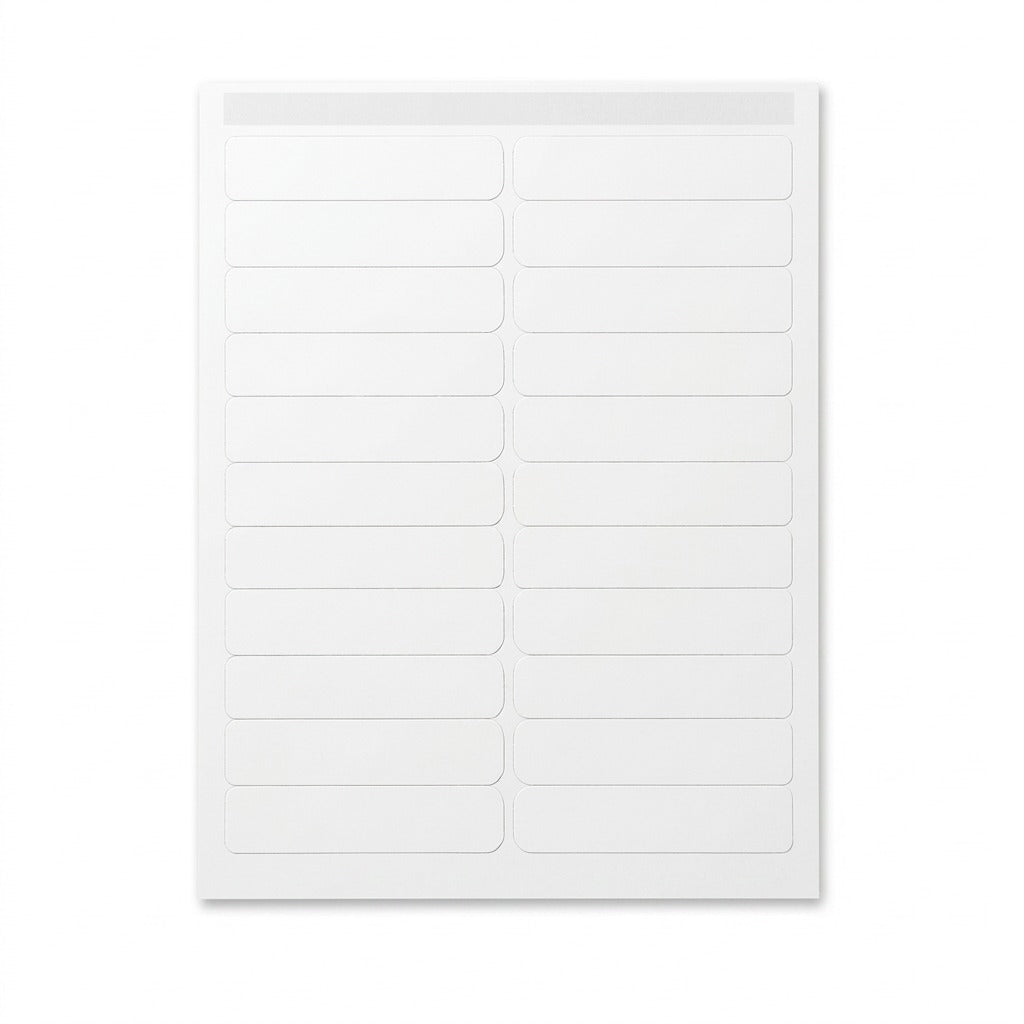 A high-resolution product shot of a full sheet of white Avery Laser Labels (5261) on a pure white background.