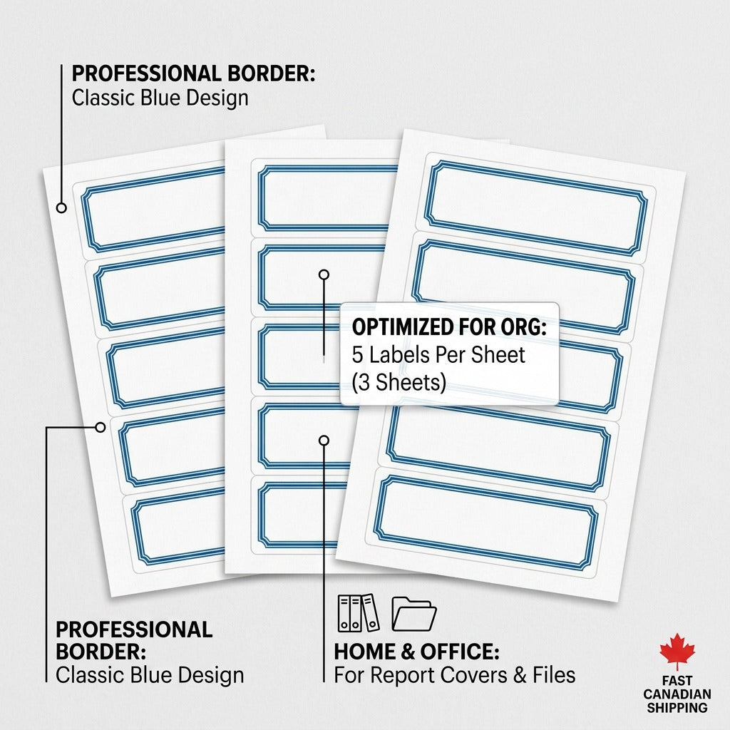 Feature callout graphic detailing the Avery report cover label sheets, design, and applications.