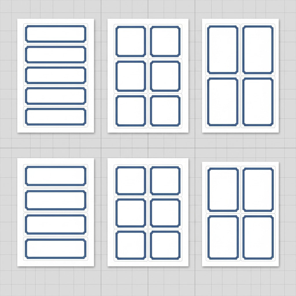 Matrix display of Avery 20267 white report cover labels in various sheet layouts.