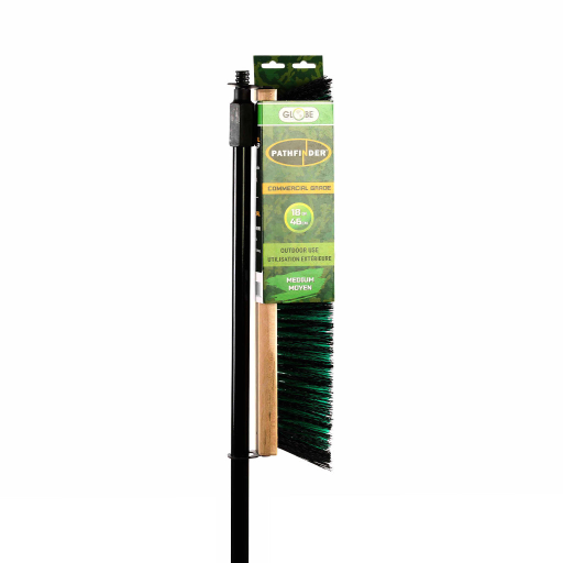 18" Side-Clipped Pathfinder push broom head-Medium w/54" Metal Handle