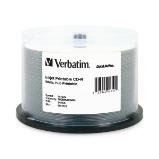Verbatim CDR 80 52X DL+ WHT IJ HUB 50PK SP