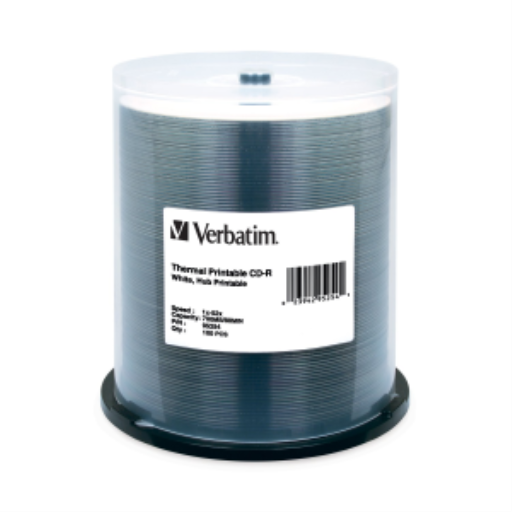 Verbatim CDR 80 52X VBTM WHT HUB THERMAL 100PK