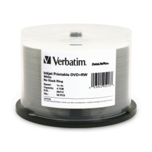 Verbatim DVD+RW 4.7GB 4X DL+ WHITE IJ 50PK SP