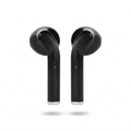 Pristine hero shot of two Wicked Audio Driftr black TWS earbuds on a pure white background.