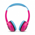 Hero shot of Wicked Audio Tricky Tike Kid Safe wireless headphones for kids in Candy Pink on white.