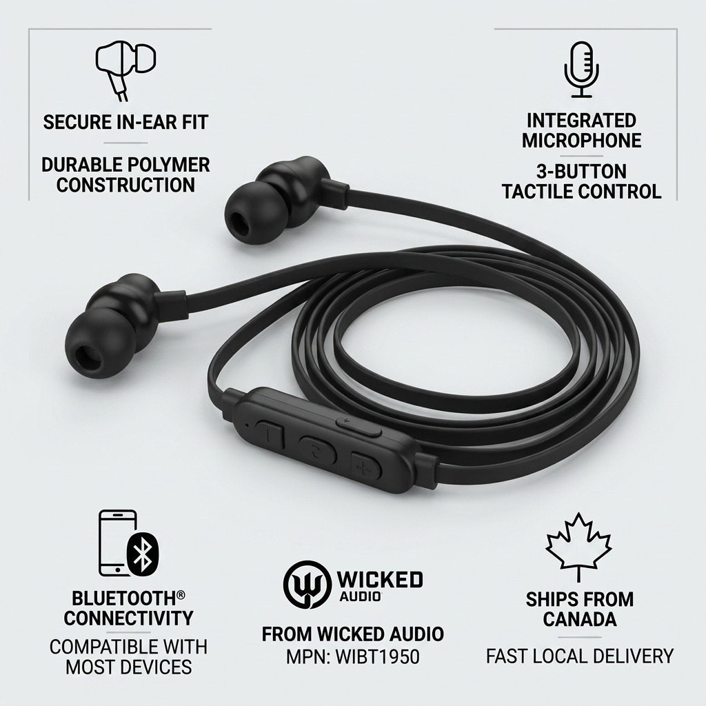 Infographic Matrix for Wicked Audio Hiro Wireless earbuds, featuring fact-based cues.