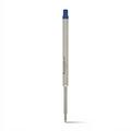 A high-resolution, centered view of a pristine Waterman silver metal ballpoint pen refill with its blue cap, against a pure white background. The WATERMAN PARIS logo is visible on the barrel.